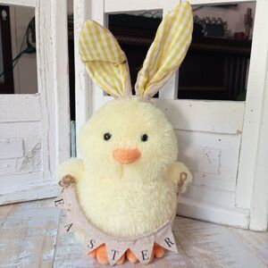 Easter Chick Plush Bunny Ears Rae Dunn Flag Banner Weighted Bottom Shelf Sitter